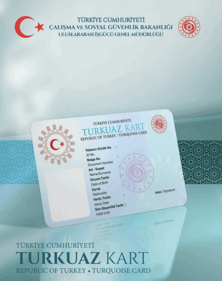 Turkuaz Kart sahibi yabancının eşi ve çocuklarına verilen ikamet belgesi örneği
