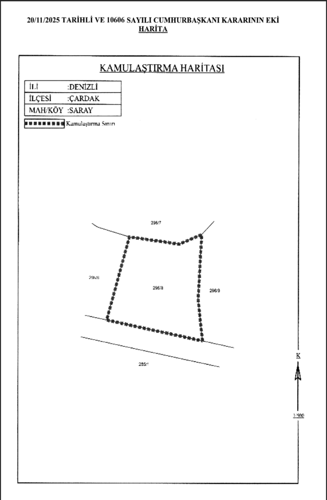 “Denizli Çardak Saray Mahallesi 2025 acele kamulaştırma sınır haritası – TOKİ projesi”